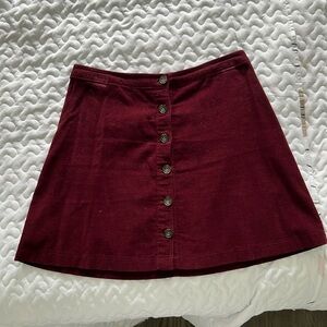 Abercrombie and Fitch Maroon Corduroy Skirt.  Size 6.